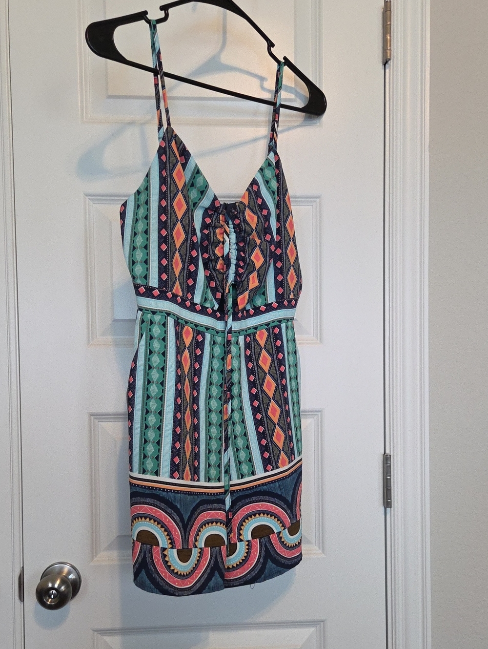 Promesa Multicolor Striped Romper Size Small in Teal, Coral & Navy
